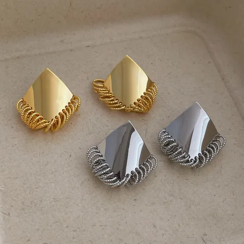 Minimalist Geometric Diamond Stud Earrings With 925 Sterling Silver Earring Post Metal Fringe Tassel Drop Earrings For Women Jewelry