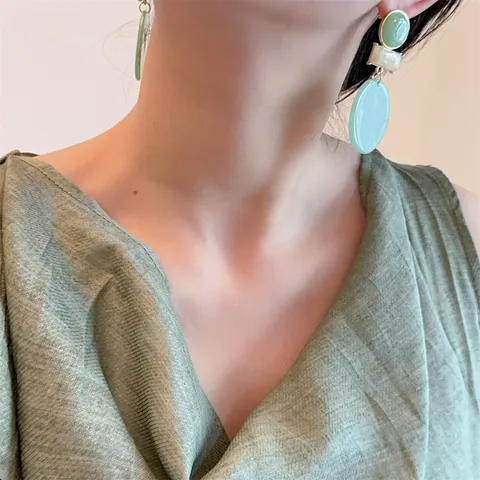 Geometrische Runde Acryl Harz Ohrhänger Marmor Textur Bonbonfarben Retro Klobige Ohrringe Für Damen Statement Schmuck Geschenk