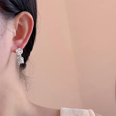 Französisch Elegante Naturstein Quaste Cluster Ohrstecker Mit 925 Sterlingsilber Ohrstecker-Stift Künstliche Perlen Schmuck Für Damen