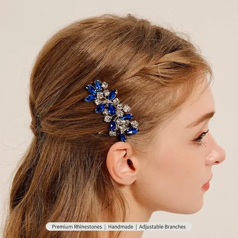 Elegante Pettine per Capelli da Sposa in Lega e Strass Foglia Gioiello per Capelli Fatto a Mano con Fiori di Cristallo per Matrimoni
