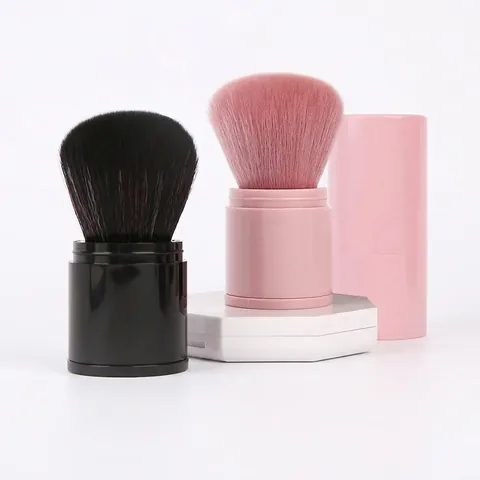 Einziehbarer Make-Up-Pinsel Weiche Synthetikfaser Tragbarer Gesichtspuder-Rouge-Pinsel Mit Deckel Reisefreundlicher Pilzkopf