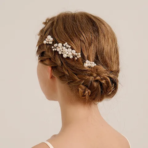 Peine de Pelo de Perla Artificial Dorado Hecho a Mano Retro Tocado de Novia Elegante Accesorio para el Cabello para Boda Fiesta Joyería