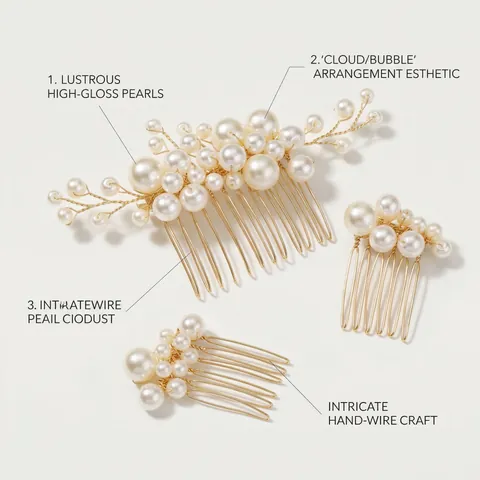 Peine de Pelo de Perla Artificial Dorado Hecho a Mano Retro Tocado de Novia Elegante Accesorio para el Cabello para Boda Fiesta Joyería