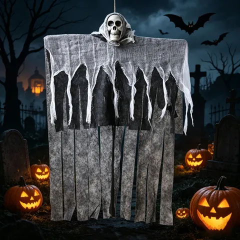 Halloween Hängende Geist Skelett Dekoration Gruselige Zerfetzte Gaze Requisite Für Spukhaus Garten Draußen Party Haus Deko