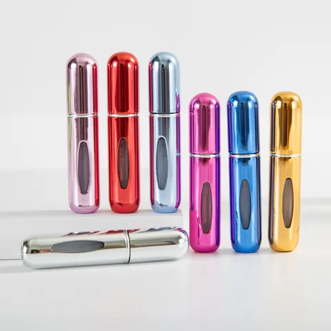 Portable Perfume Atomizer Refillable Spray Bottle Aluminum Bottom Fill Travel Fragrance Dispenser Empty Clear Window
