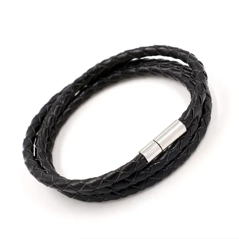 Bracciale Avvolgente in Pelle di Vacchetta Intrecciata a Più Strati per Uomo Donna Stile Punk Bracciale in Corda di Pelle Chiusura Magnetica