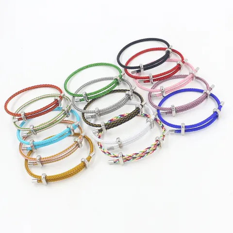 Verstelbare Roestvrijstalen Staaldraad Armband Minimalistische Geweven Handgemaakte Sieraden Voor Mannen Vrouwen DIY Kralen Armband