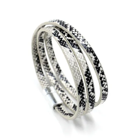 Multilayer Snake Pattern PU Leather Wrap Bracelet For Men Women Bohemian Punk Jewelry With Magnetic Buckle Wristband