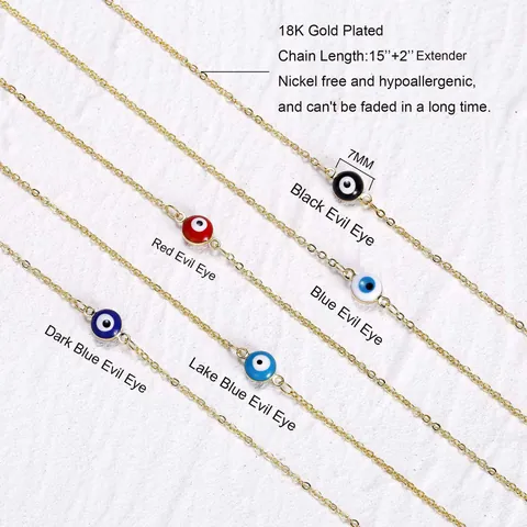 Stainless Steel Evil Eye Pendant Necklace For Women 18K Gold Plated Enamel Charm Blue Red Black White Eye Choker Jewelry