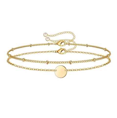 Minimalist Stainless Steel Multilayer Bracelet Set Gold Silver Color Round Pendant Bead Chain Fashion Jewelry For Women