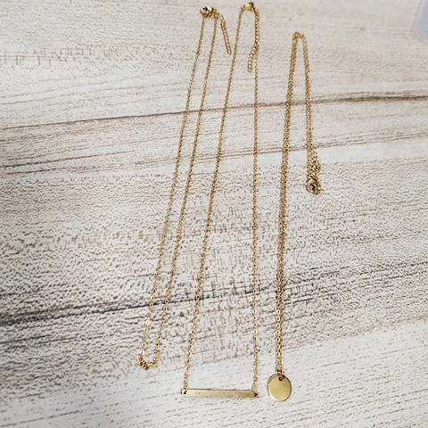 Layered Stainless Steel Chain Necklace Disc And Bar Pendants Gold Silver Tone Minimalist Fashion Jewelry For Women