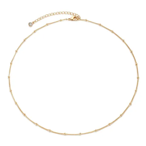 Minimalist Stainless Steel Satellite Chain Necklace For Women 18K Gold Plated Beaded Layered Necklace Jewelry For Daily
