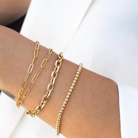 Minimalist Stainless Steel 18K Gold Plated Paperclip Link Bracelet For Women Adjustable Zircon Pendant Fashion Jewelry Gift