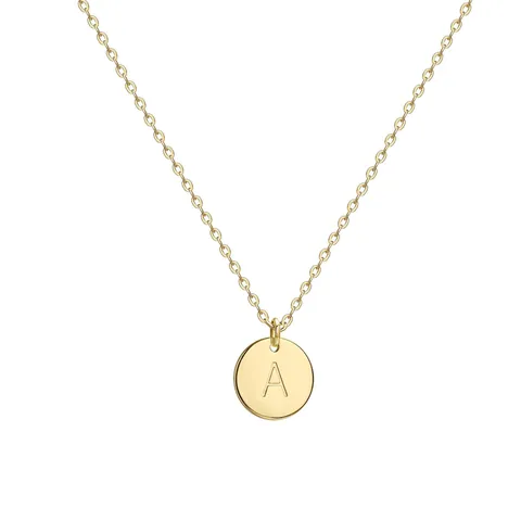 Stainless Steel Initial Letter Necklace For Women 18K Gold Plated Round Disc Pendant Engraved Alphabet Minimalist Jewelry Gift