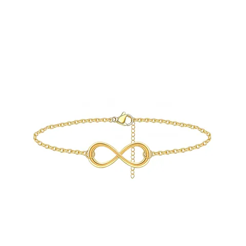 Minimalist Stainless Steel Infinity Bracelet For Women Non Fading Gold Silver Infinite Geometric Figure 8 Symbol Adjustable Chain Jewelry