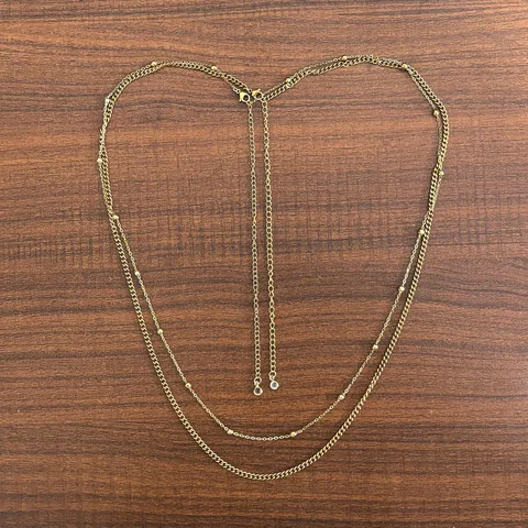 Chaîne de Taille en Acier Inoxydable Plaqué Or 18K Double Couche Perles Chaîne Gourmette Bijoux de Corps pour Femmes