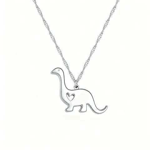 Stainless Steel Hollow Heart Dinosaur Pendant Necklace For Women Kids Gold Silver Color Cute Animal Jewelry Everyday Daily Gift