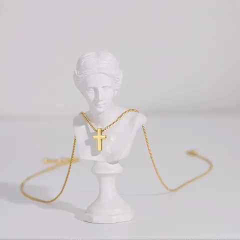 Collana con Pendente a Croce in Acciaio Inossidabile Minimalista per Uomo Donna Catena Veneziana Placcata Oro Argento Gioielli Cristiani Regalo