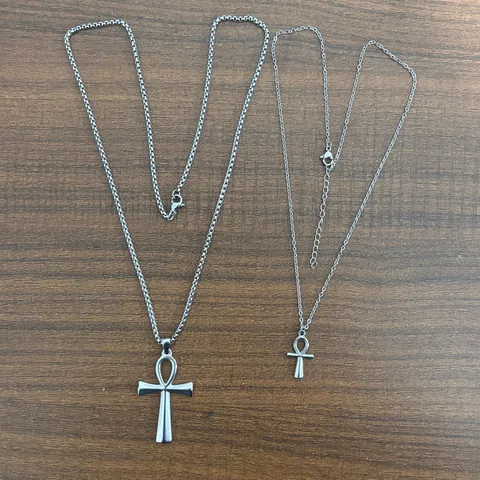 Stainless Steel Egyptian Ankh Cross Pendant Necklace For Women Men Gold Steel Color Religious Life Symbol Jewelry Gift