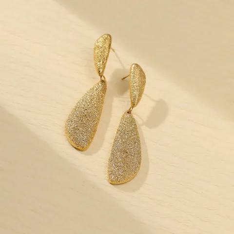 Orecchini in Acciaio Inossidabile Opaco Con Texture Pieghettata per Donna Orecchini Geometrici Placcati in Oro Gioielli
