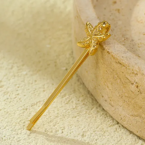 Fermaglio per Capelli a Stella Marina in Acciaio Inossidabile Placcato Oro 18K Stile INS Accessori per Capelli alla Moda per Donna
