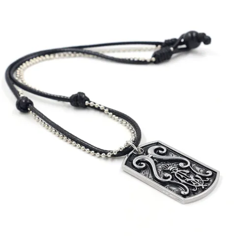 Vintage Alloy Pendant Necklace Men Gothic Punk Rock Style Dog Tag Crown Skull Cross Trident Dragon Astronaut Jewelry Gift