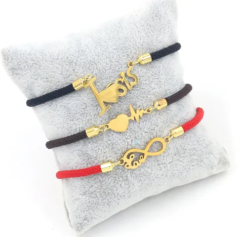 Roestvrij Stalen Hart Oneindigheid Letter Hanger Armband Verstelbaar Gevlochten Milanese Touw Sieraden Voor Dames Heren
