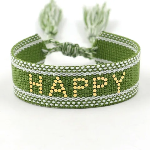 Boheems Geweven Vriendschapsarmband Polyester Aluminium Geborduurde Letters Verstelbare Kwastjes Polsband Casual Sieraden