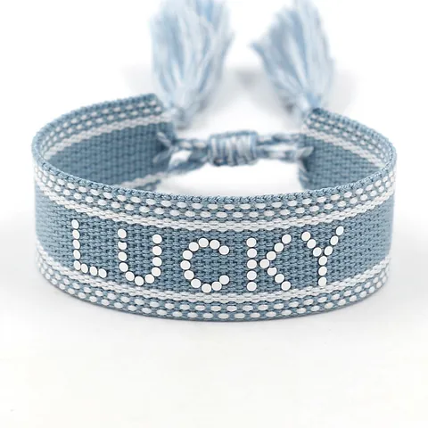 Etnische Geweven Vriendschapsarmband Met Kwastje Geborduurde Letter Lucky Hope Love Verstelbare Boheemse Armband Voor Dames Heren Sieraden