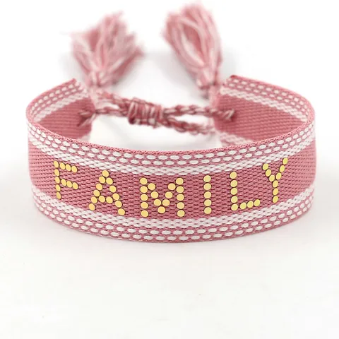 Boheems Geweven Vriendschapsarmband Polyester Aluminium Klinknagel Letter Kwastje Verstelbare Etnische Polsband Sieraden Voor Dames Heren