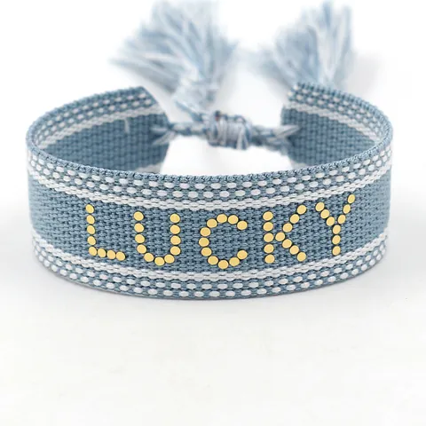 Etnische Geweven Vriendschapsarmband Met Kwastje Geborduurde Letter Lucky Hope Love Verstelbare Boheemse Armband Voor Dames Heren Sieraden