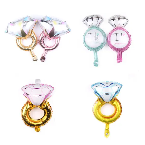 Mini Diamond Ring Foil Balloon Aluminum Film Wedding Balloon For Party Decoration Bridal Shower Event Decor Birthday Gift