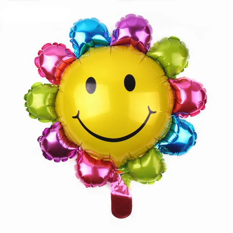 Mini Globo de Papel de Aluminio de Girasol Con Cara Sonriente para Decoración de Fiesta de Cumpleaños de Boda Globo de Mylar
