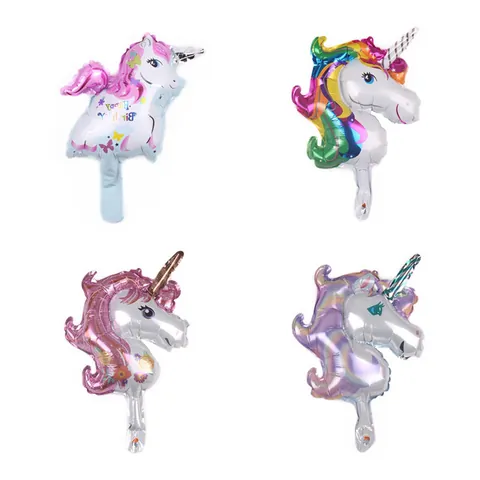 Mini Globos de Unicornio de Dibujos Animados de Papel de Aluminio Globo de Mylar para Decoración de Fiesta de Cumpleaños Regalo Niños