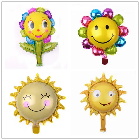 Mini Globo de Papel de Aluminio de Girasol Con Cara Sonriente para Decoración de Fiesta de Cumpleaños de Boda Globo de Mylar