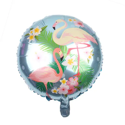Palloncino in Foil da 18 Pollici Flamingo Rotondo Decorazione Festa Compleanno Tropicale Hawaii Foglia di Palma