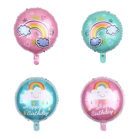 18 Inch Round Aluminum Foil Rainbow Balloon Cartoon Smiling Cloud Star Happy Birthday Party Decoration Supplies