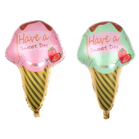Palloncino in Alluminio a Forma di Cono Gelato Sweet Day Rosa Verde Mylar Palloncino per Decorazione Festa di Compleanno