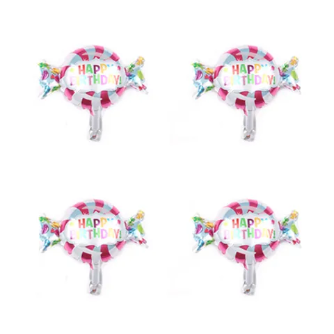 Mini Lollipop Candy Shaped Aluminum Foil Balloon Happy Birthday Party Decoration Stripe Balloon For Kids Birthday Wedding Event