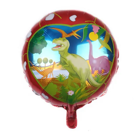 Round Aluminum Foil Dinosaur Theme Balloon Cartoon Animal Pattern Inflated Balloon For Children Birthday Party Supplies