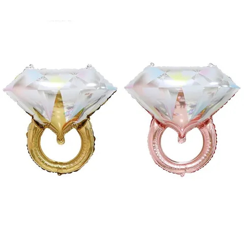 Large Diamond Ring Foil Balloon Metallic Gold Rose Gold Wedding Proposal Engagement Anniversary Party Decoration Balloon