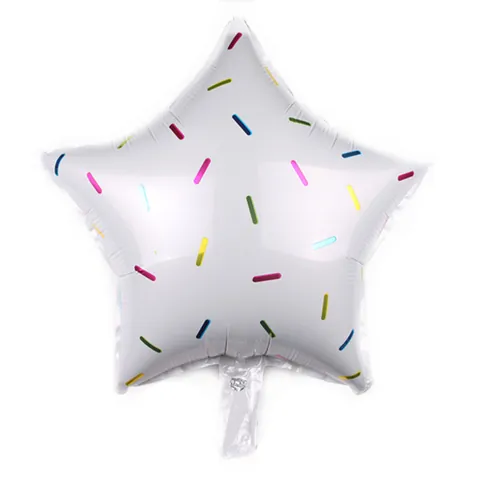 Star Shaped Aluminum Foil Balloon With Candy Sprinkles Pattern Mylar Balloon For Birthday Party Wedding Event Decoration