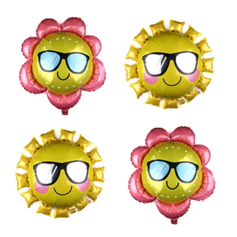 Sunglasses Sun Sunflower Foil Balloon Cartoon Smile Face Mylar Balloon For Birthday Summer Party Celebration Decoration