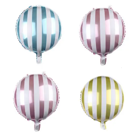 Large Round Striped Aluminum Foil Balloon For Birthday Party Wedding Decoration Metallic Luster Striped Mylar Balloon For Celebration