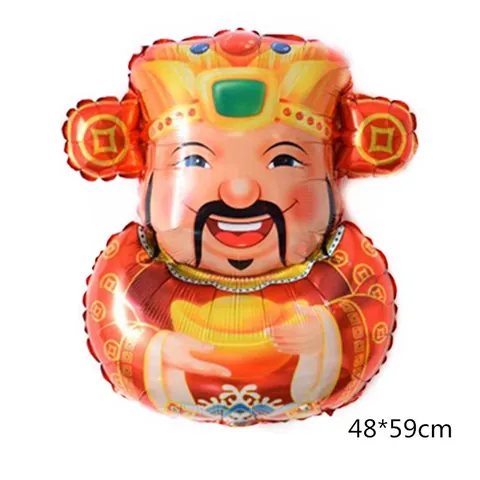 Chinesisches Neujahr Folienballons Gott des Reichtums Goldener Sycee Laterne Feuerwerk Mylar Ballons Mondneujahr Festival Party Dekorationen Heimtextilien