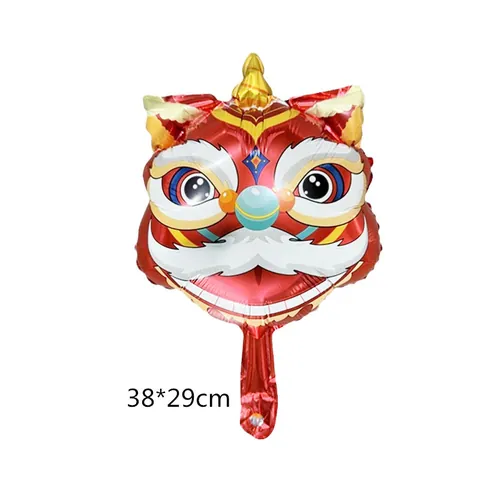 Mini New Year Aluminum Film Balloons Chinese Lunar New Year Party Decorations God Of Wealth Lion Dance Golden Ingot Lantern Shape Festive Balloons
