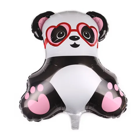 Cute Panda Shaped Aluminum Foil Mylar Balloon With Heart Glasses Cartoon Animal Balloon For Birthday Party Celebration Decoration