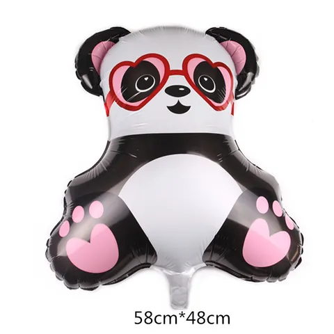 Cute Panda Shaped Aluminum Foil Mylar Balloon With Heart Glasses Cartoon Animal Balloon For Birthday Party Celebration Decoration