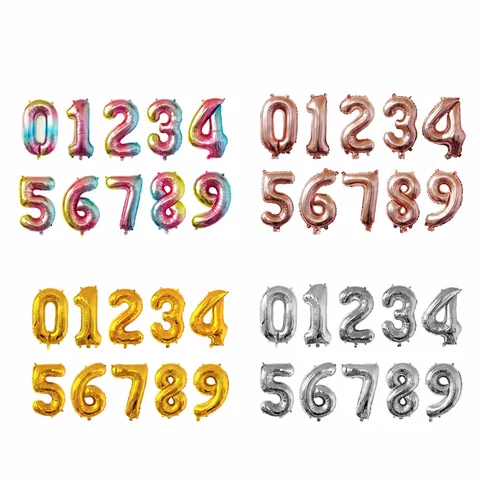 Large Aluminum Foil Number Balloons Metallic Mylar Balloon For Birthday Party Anniversary Celebration Wedding Decor Event Supplies