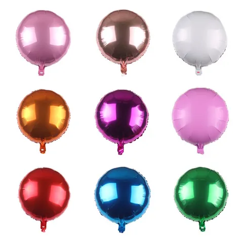 Round Aluminum Foil Balloon Solid Color Metallic Finish Mylar Balloon For Wedding Birthday Anniversary Party Decoration